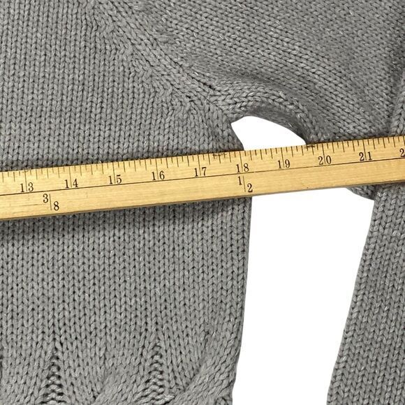 Simply Vera Vera Wang Fisherman Sweater Women S Gray Chunky Cable Knit Mockneck - Picture 11 of 16